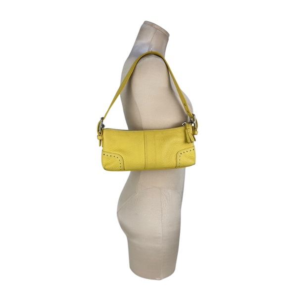 Coach Hampton Yellow Pebbled Leather Baguette Shoulder Bag - Picture 1 of 13
